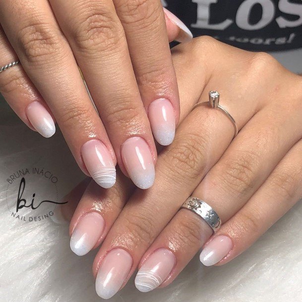 Feminine Womens White Almond Shaped Nail