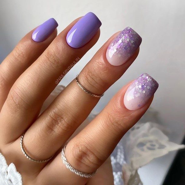 Feminine Womens White And Purple Nail