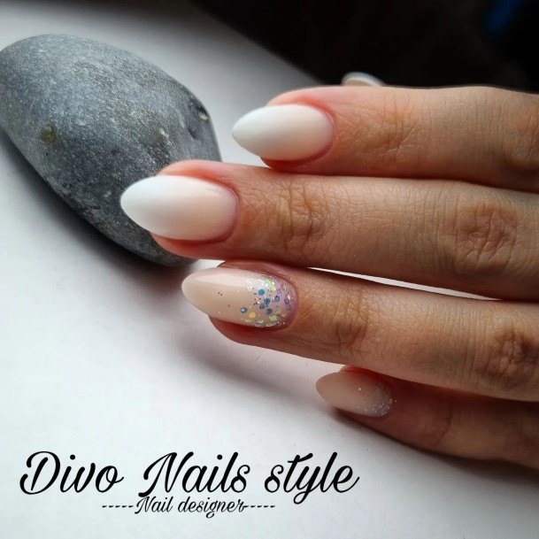 Feminine Womens White Ombre Nail