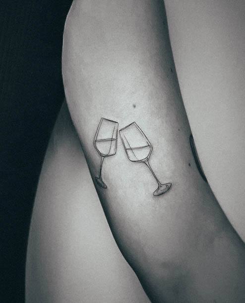 Feminine Womens Wine Glass Tattoo