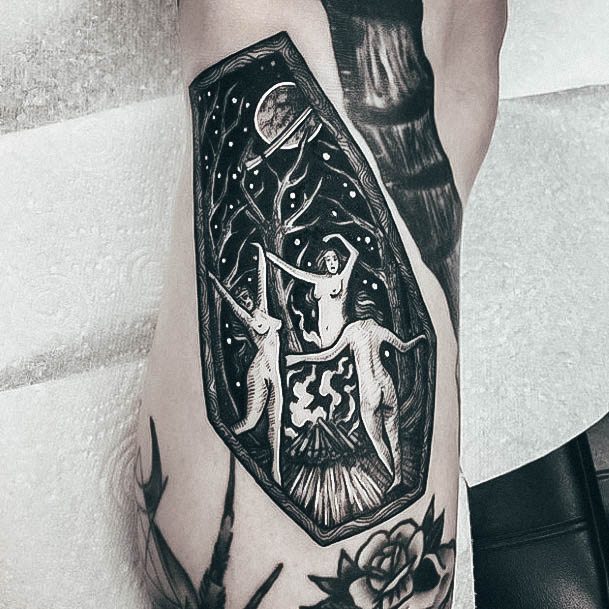 Feminine Womens Witch Tattoo