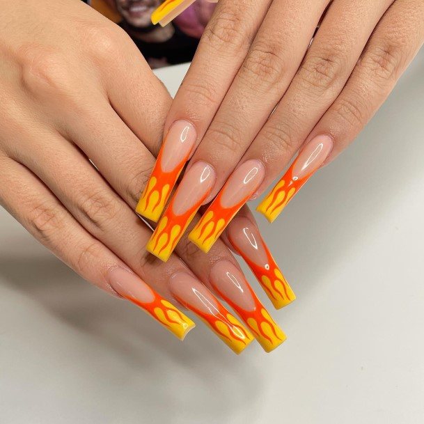 Feminine Womens Yellow French Tip Nail