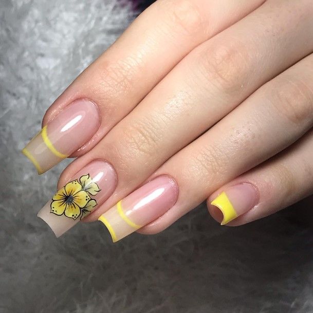 Feminine Womens Yellow Square Nail