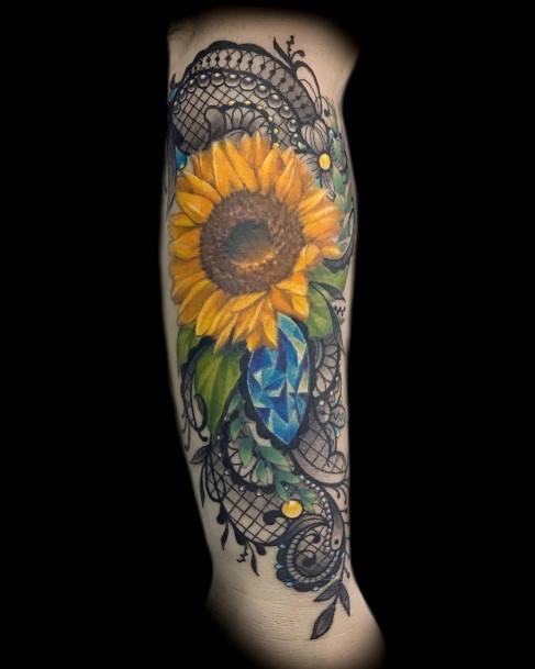 Festive Sunflower Tattoo Womens Arms