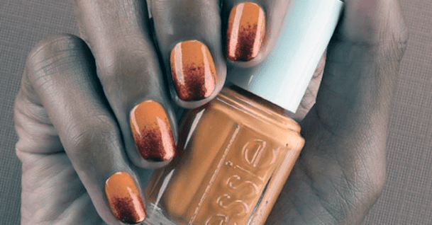 Fiery Orange Fall Ombre Nails Design For Ladies