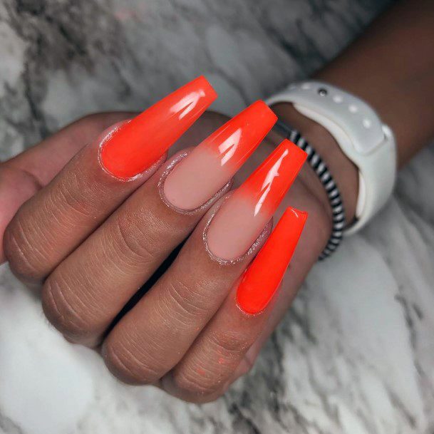 Fiery Orange Red Nails For Women