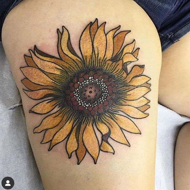 Fiery Sunflower Tattoo Womens Arms