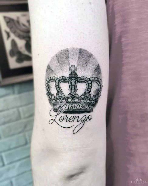 Fiery Sunlit Crown Tattoo Women Art