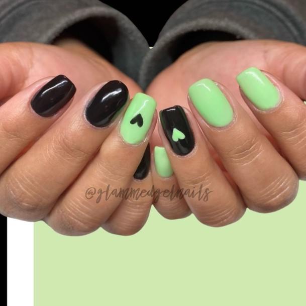 Fingernail Art Black And Green Nail Designs For Girls