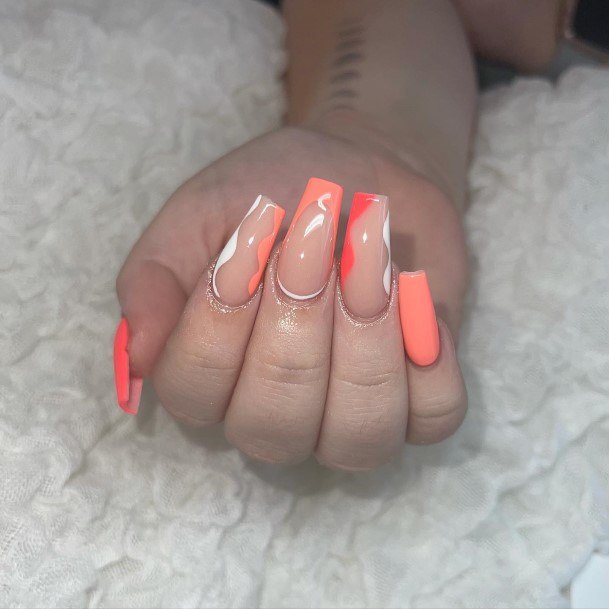 Fingernail Art Bright Coral Nail Designs For Girls