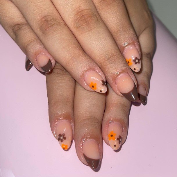 Fingernail Art Brown French Tip Nail Designs For Girls