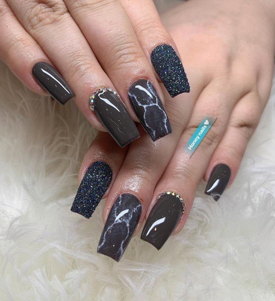 Fingernail Art Dark Grey Nail Designs For Girls