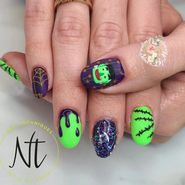 Fingernail Art Frankenstein Nail Designs For Girls