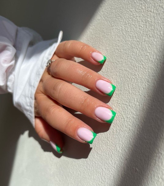 Fingernail Art Green French Tip Nail Designs For Girls