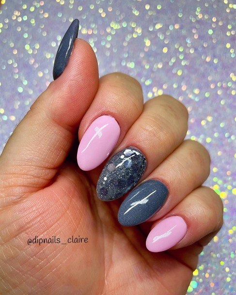 Fingernail Art Grey With Glitter Nail Designs For Girls