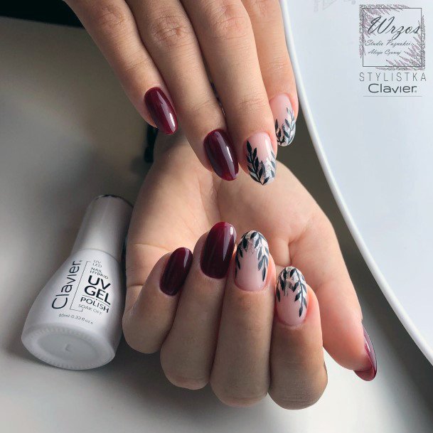 Fingernail Art Maroon And Black Nail Designs For Girls