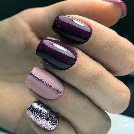 Fingernail Art Maroon And Pink Nail Designs For Girls