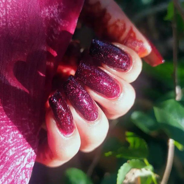 Fingernail Art Maroon Glitter Nail Designs For Girls