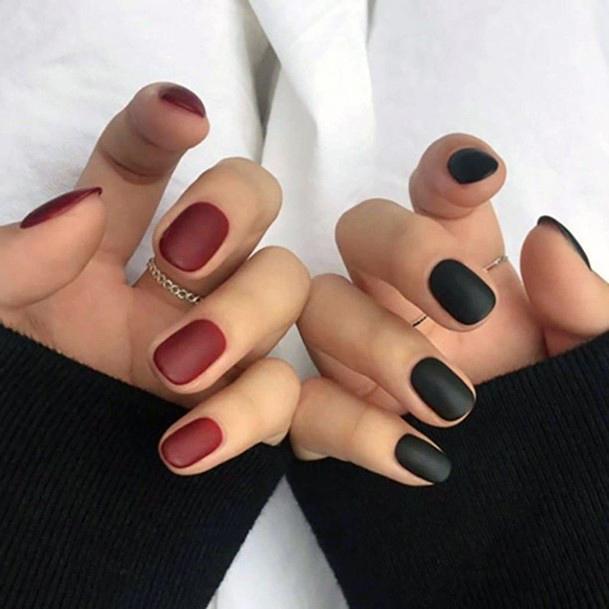 Fingernail Art Matte Maroon Nail Designs For Girls