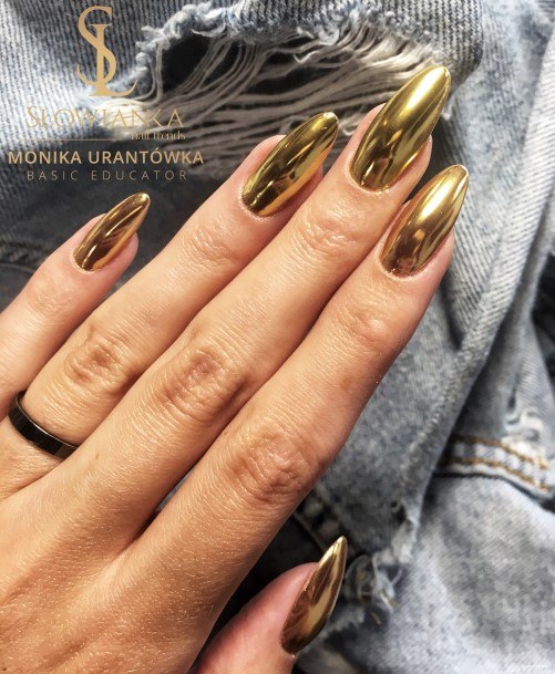 Fingernail Art Metallic Gold Nail Designs For Girls