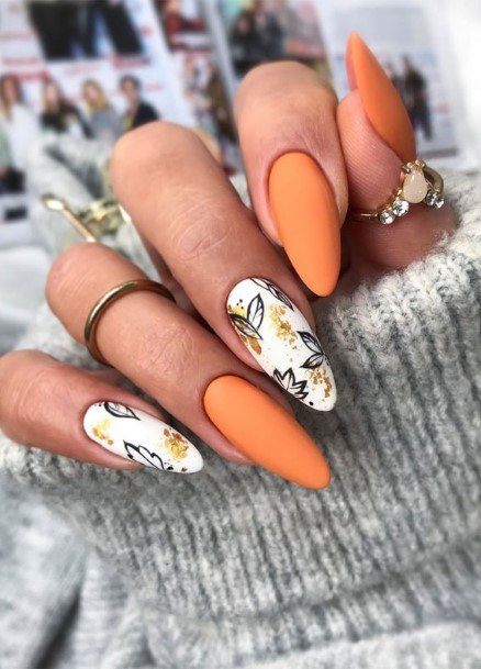 Fingernail Art Orange And White Nail Designs For Girls