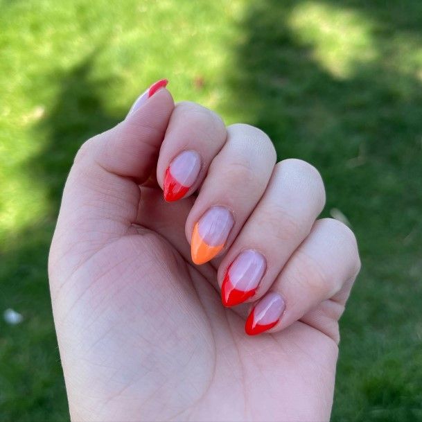 Fingernail Art Orange French Tip Nail Designs For Girls