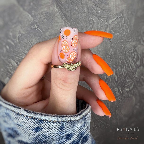 Fingernail Art Orange Nail Designs For Girls