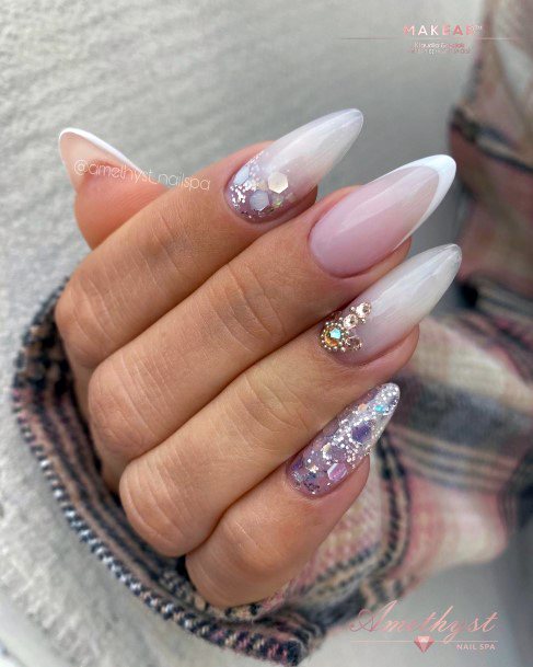 Fingernail Art Pink Ombre With Glitter Nail Designs For Girls