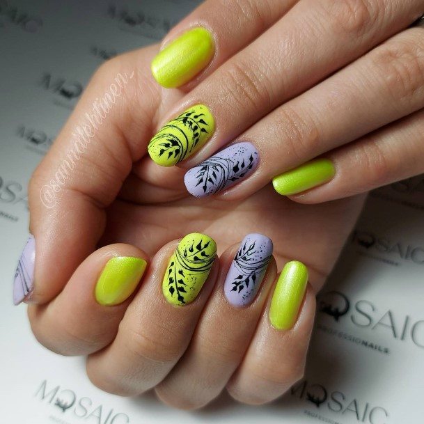 Fingernail Art Purple And Yellow Nail Designs For Girls