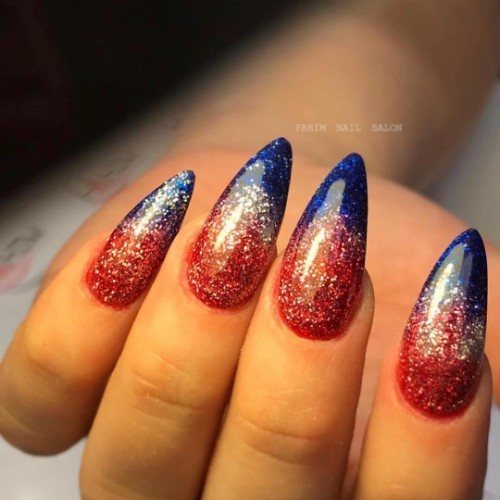 Fingernail Art Red And Blue Nail Designs For Girls