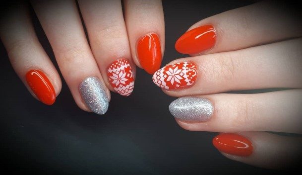 Fingernail Art Red And Silver Nail Designs For Girls