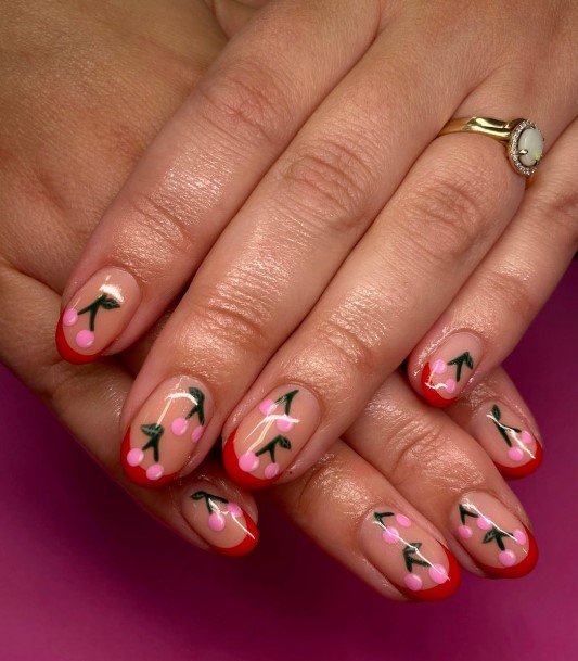 Fingernail Art Red French Tip Nail Designs For Girls