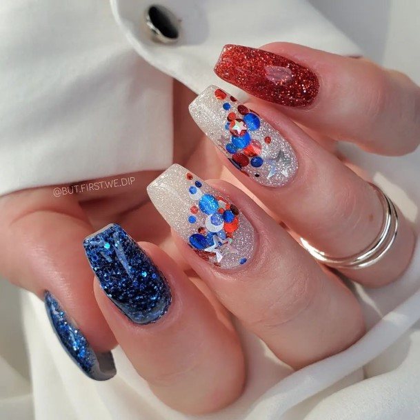 Fingernail Art Red White And Blue Nail Designs For Girls