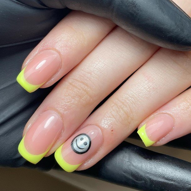 Fingernail Art Yellow French Tip Nail Designs For Girls