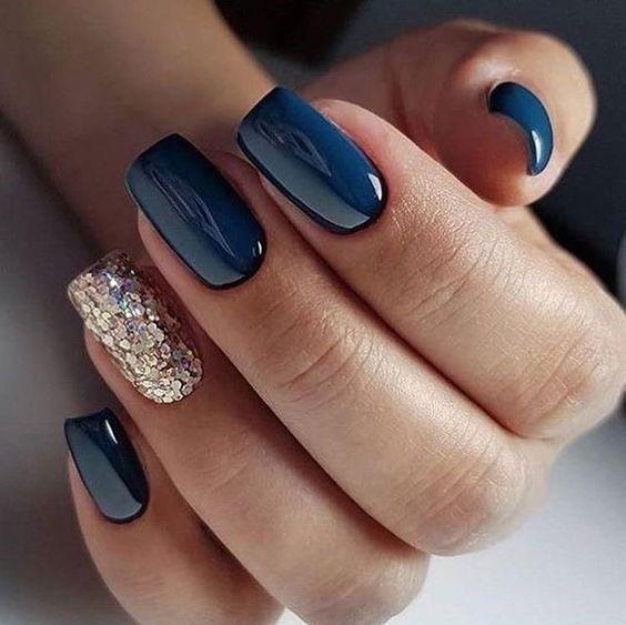 Fingernails Blue And Gold Nail Designs For Women