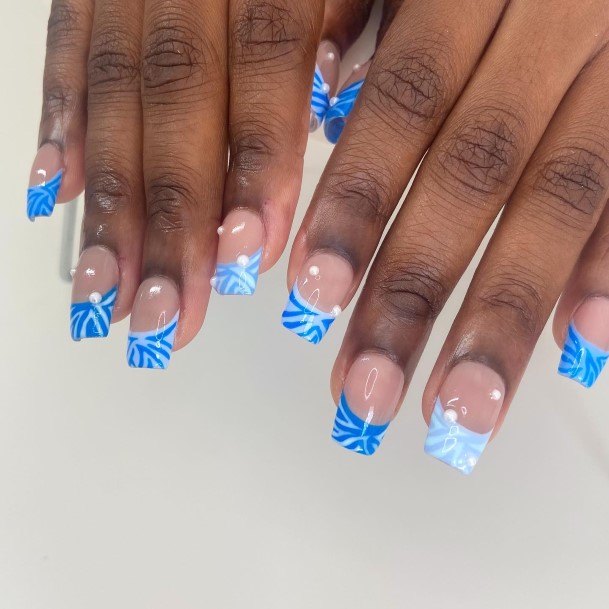 Fingernails Blue French Tip Nail Designs For Women