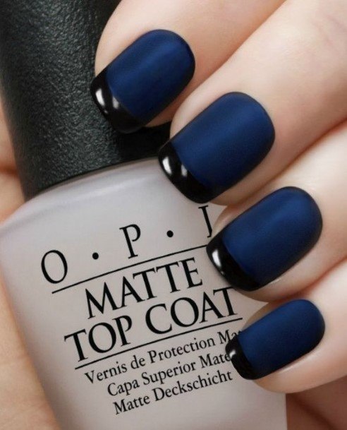 Fingernails Dark Blue Matte Nail Designs For Women