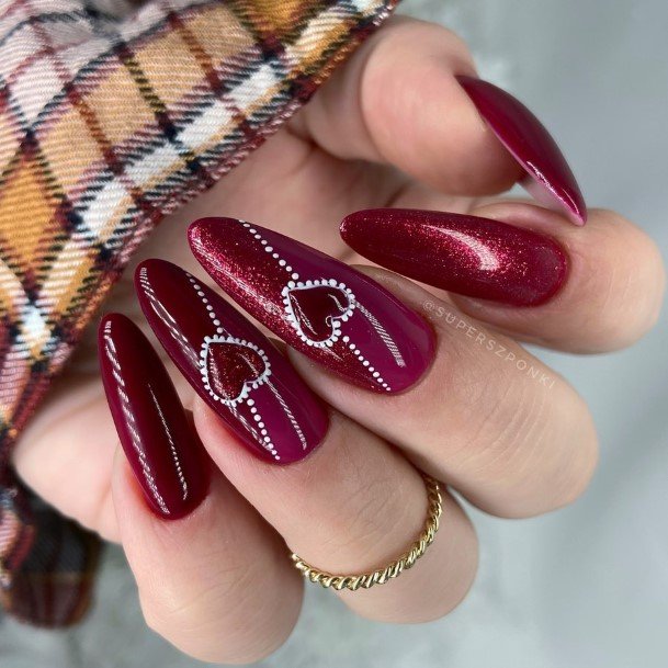 Fingernails Deep Red Nail Designs For Women