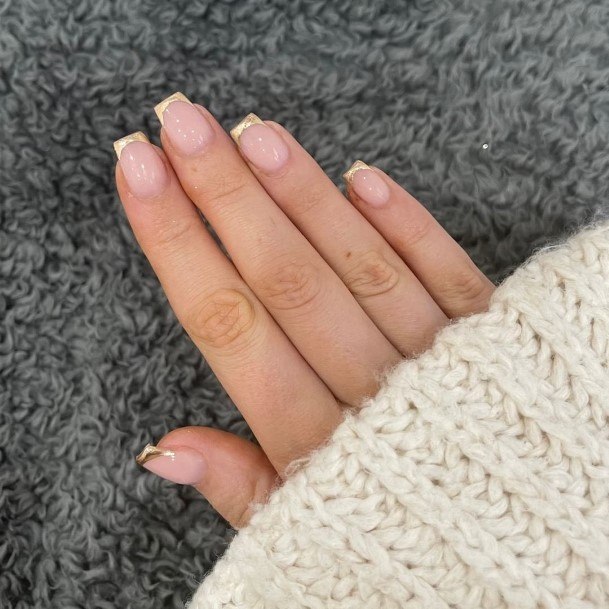 Fingernails Gold French Tip Nail Designs For Women