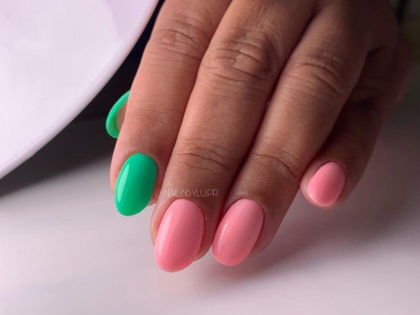 Fingernails Green And Pink Nail Designs For Women