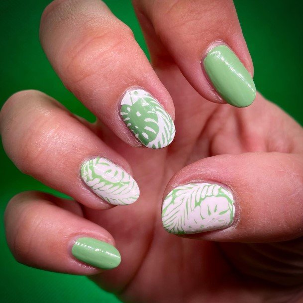 Fingernails Green And White Nail Designs For Women