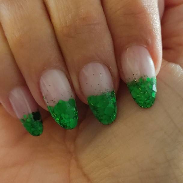 Fingernails Green Glitter Nail Designs For Women