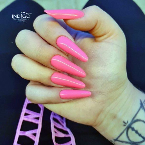 Fingernails Long Pink Nail Designs For Women