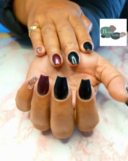 Fingernails Maroon And Black Nail Designs For Women