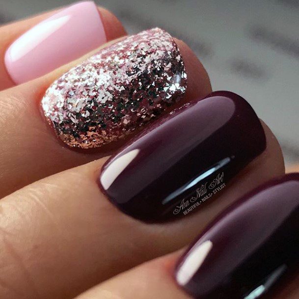 Fingernails Maroon And Silver Nail Designs For Women