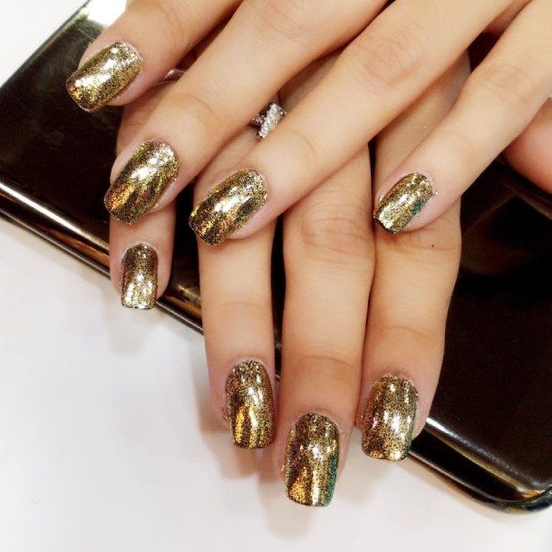 Fingernails Metallic Gold Nail Designs For Women