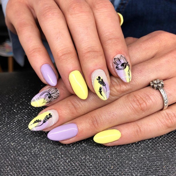 Fingernails Purple And Yellow Nail Designs For Women