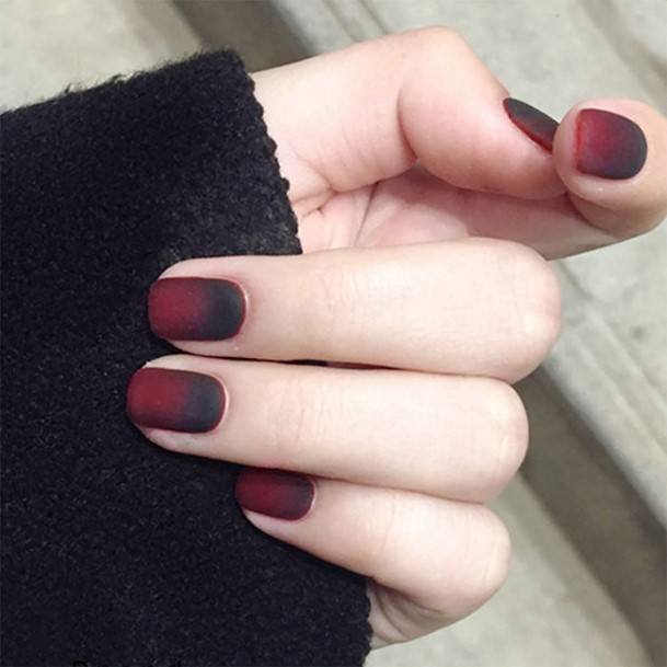 Fingernails Red And Black Matte Nail Designs For Women