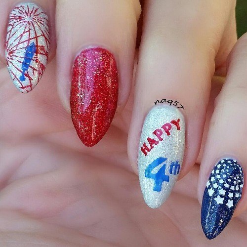 Fingernails Red And Blue Nail Designs For Women