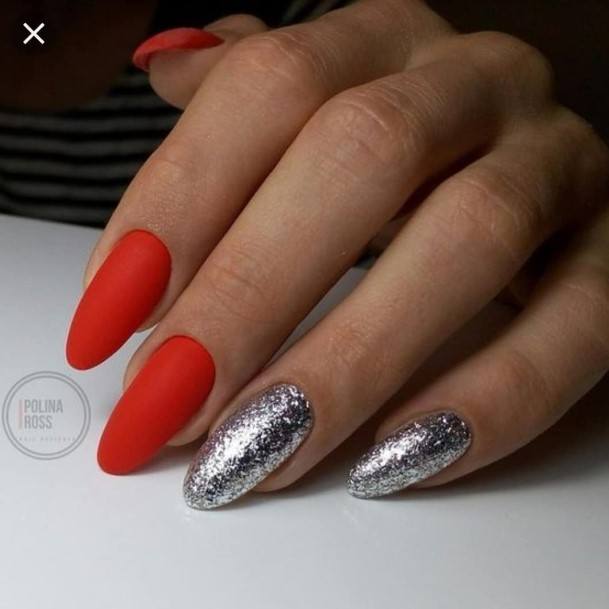 Fingernails Red And Silver Nail Designs For Women